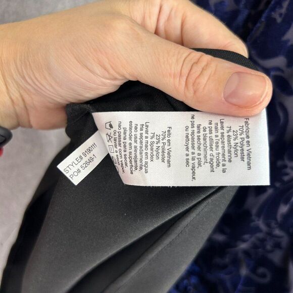 Ignite Evenings Size 10 Blue Velvet Burnout Dress Scoop Neck 3/4 Sleeves V-Back - Picture 11 of 14